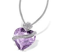 Goldmaid Damen-Herzkette 925 Sterlingsilber mit amethystfarbenem violettem Zirkonia Herzanhänger im Brillantschliff
