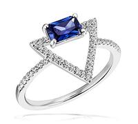 Goldmaid Damen-Jahrestagring V-Form Triangle blue 925 Sterlingsilber 1 tansanitfarbener Zirkonia