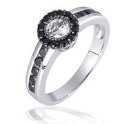 Goldmaid Damen-Ring 925 Sterling Silber Black Eye 1 weißer und 22 schwarze Zirkonia Gr. 60 (19.1) Pa R6217S60 Schmuck