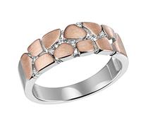 goldmaid Damen- Ring 925 Sterlingsilber mattierte Platten rot vergoldet 8 Zirkonia weiß (54)