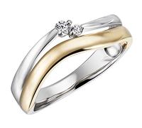 goldmaid Damen-Ring 925 Sterlingsilber teils gelb vergoldet 2 Zirkonia weiß (58)
