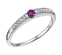 Goldmaid Damen-Ring Memoire 585 Weißgold rhodiniert Rubin rot Brillantschliff Diamant (0.10 ct) Gr. 56 (17.8) - Me R06220WGR56 Verlobungsring Diamantring
