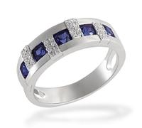 Goldmaid Damen-Ring synth. Saphir 925 Sterlingsilber 32 klare Zirkonia Gr. 56 Fa R5637S56 Schmuck