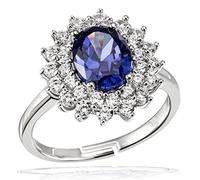 Goldmaid Damenring 925 Sterlingsilber 1 tansanitfarbener Zirkonia 32 Zirkonia weiß Weitenverstellbar