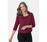 Kurzarmbluse GOLDNER "Chiffon-Shirt mit 3/4-Arm, Rundhals", Damen, Gr. 52, rot (bordeaux), Obermaterial: 95% Viskose CV. 5% Elasthan EL., Casual, Sonstiges, Blusen, keine/nicht relevant (10291001-52)