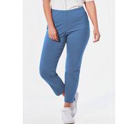 Caprihose GOLDNER "7/8-Stretchhose", Damen, Gr. 64, N + K Gr, blau (jeansblau), Obermaterial: 67% Baumwolle CO. 28% Polyamid PA. 5% Elasthan EL., Hosen Caprihose, Seitenschlitze (89894730-64) jeansbla