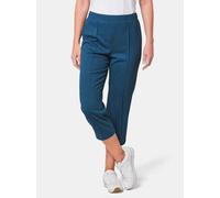 Caprihose GOLDNER "Sportive 7/8-Hose mit Biesen", Damen, Gr. 40, N-Gr, blau (jeansblau), Obermaterial: 100% Polyester COOLMAX(R) PES(Coolmax)., normal, Hosen Caprihose, Ohne (53504749-40) jeansblau
