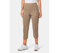 Caprihose GOLDNER "Sportive 7/8-Hose mit Biesen", Damen, Gr. 50, N-Gr, lila (sand), Obermaterial: 100% Polyester COOLMAX(R) PES(Coolmax)., normal, Hosen Caprihose, Ohne (33680709-50) sand
