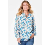 Chiffonbluse GOLDNER "Bluse", Damen, Gr. 42, blau (blau, gemustert), Obermaterial: 100% Polyester PES., Manschette, Blusen Chiffonbluse, Mit femininen Rüschendetails (27391718-42) blau, gemustert