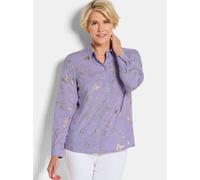 Hemdbluse GOLDNER "Kurzgröße Druckbluse mit schimmerndem Print", Damen, Gr. 24, lila (flieder, gemustert), Obermaterial: 100% Viskose CV., figurumspielend, Blusen Hemdbluse, Foil Print (66439267-24) f