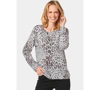 Goldner Kaschmir-Druckpullover Damen schwarz, 44