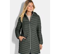 Goldner Kurzgröße: Gefütterter langer Mantel mit Kapuze Damen khaki, 19