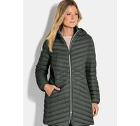 Goldner Kurzgröße: Gefütterter langer Mantel mit Kapuze Damen khaki, 20