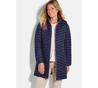 Goldner Kurzgröße: Gefütterter langer Mantel mit Kapuze Damen marine, 19