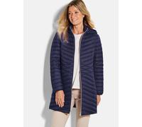 Goldner Kurzgröße: Gefütterter langer Mantel mit Kapuze Damen marine, 23