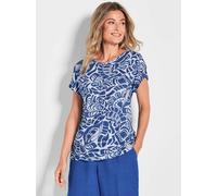 Print-Shirt GOLDNER "Damen Oberteil Ethnoprint Kurzarm", Damen, Gr. 48, blau (royalblau, gemustert), Obermaterial: 95% Viskose CV. 5% Elasthan EL., figurumspielend, normales Bündchen, Shirts, Druck mi