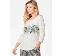 Print-Shirt GOLDNER "Kurzgröße Shirt", Damen, Gr. 22, weiß (cremeweiß), Obermaterial: 95% Viskose CV. 5% Elasthan EL., normal, Tubular, Shirts, stretchbequemer Viskosejersey (90258750-22) cremeweiß