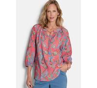 Schlupfbluse GOLDNER "Kurzgröße Viskosebluse mit Paisley-Muster", Damen, Gr. 25, rot (koralle, gemustert), Obermaterial: 90% Viskose CV. 10% Polyamid PA., figurumspielend, Blusen Schlupfbluse, Bändche