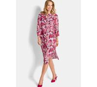 Hemdblusenkleid mit Blätterprint pink 38