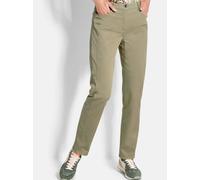 Stoffhose GOLDNER "Kurzgröße Schmale Hose LOUISA mit Schlank-Effekt", Damen, Gr. 22, K-Gr, grün (khaki), Obermaterial: 98% Baumwolle CO. 2% Elasthan EL., Hosen Stoffhose (46474601-22) khaki