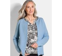 Strickjacke GOLDNER "Cardigan aus Baumwolle, Rundhals", Damen, Gr. 38, blau (hellblau), Obermaterial: 100% Baumwolle CO., Modisch, Strickjacken Strickjacke, Piqué-Optik (97453432-38) hellblau