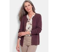 Strickjacke GOLDNER "Cardigan aus Baumwolle, Rundhals", Damen, Gr. 38, lila (aubergine), Obermaterial: 100% Baumwolle CO., Modisch, Strickjacken Strickjacke, Piqué-Optik (77705533-38) aubergine