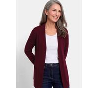 Strickjacke GOLDNER "Kurzgröße Elegante Strickjacke mit Kaschmir", Damen, Gr. 19, rot (bordeaux), Obermaterial: 95% Baumwolle CO. 5% Kaschmir WS., gerade, V-Ausschnitt, Strickjacken Strickjacke, mit K