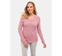 Strickpullover GOLDNER "Femininer Ajourpullover aus hochwertigem Melange-Garn", Damen, Gr. 44, rosa (rosé, melange), Obermaterial: 68% Polyacryl PAN. 12% Polyester PES. 11% Polyamid PA. 6% Wolle WO. 3