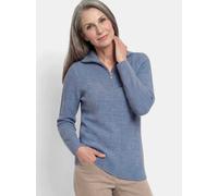Goldner Strickpullover Damen Schurwolle blau, 44