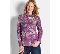 Sweatshirt GOLDNER "Langarmshirt im Paisley-Design", Damen, Gr. 46, pink (beere, gemustert), Obermaterial: 60% Polyester PES. 35% Baumwolle CO. 5% Elasthan EL., figurumspielend, Sweatshirts Sweatshirt