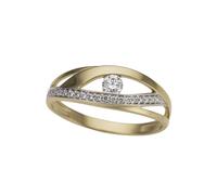 Goldring FIRETTI "Schmuck Geschenk Gold 333 bicolor, zweifarbig, verschlungene Optik" Gr. 16, weiß (gelbgoldfarben, weißgoldfarben, kristallweiß), Fingerringe, Damen, 16, Gelbgold 333, 2mm, Goldring, 