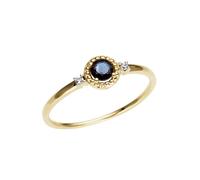 Goldring FIRETTI "Schmuck Geschenk Gold 333 Damenring Goldring Edelstein Farbstein" Gr. 18, blau (gelbgoldfarben, weißgoldfarben, blau), Fingerringe, Damen, 18, 0,02 P2 = erkennbare Einschlüsse, Diama