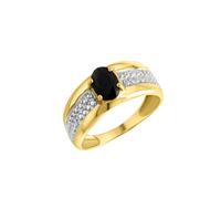 Goldring FIRETTI "Schmuck Geschenk Gold 333 Damenring Goldring Edelstein Farbstein" Gr. 18, schwarz (gelbgoldfarben, weißgoldfarben, schwarz), Fingerringe, Damen, 18, 0,01 P2 = erkennbare Einschlüsse,
