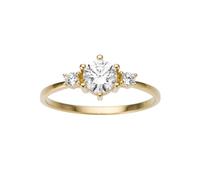 Goldring FIRETTI "Schmuck Geschenk Gold 333 Damenring Verlobungsring Goldring Solitär" Gr. 19, gold (gelbgoldfarben, kristallweiß), Fingerringe, Damen, 19, Gelbgold 333, 7mm, Goldring, mit Zirkonia (s
