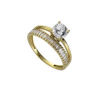 Goldring FIRETTI "Schmuck Geschenk Gold 333 Damenring Verlobungsring Goldring Solitär" Gr. 19, gold (gelbgoldfarben, kristallweiß), Fingerringe, Damen, 19, Gelbgold 333, 1,5mm, Goldring, mit Zirkonia