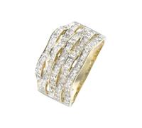 Goldring FIRETTI "Schmuck Geschenk Gold 333 Diamantring Wellen glitzernd" Gr. 17, gold (gelbgoldfarben, weißgoldfarben), Fingerringe, Damen, 17, 0,3 P3 = leicht erkennbare Einschlüsse, Diamanten Gelbg