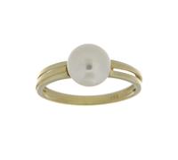 Goldring FIRETTI "Schmuck Geschenk Gold 333 Teilweise mehrreihig, massiv" Gr. 16, gold (gelbgoldfarben, weiß), Fingerringe, Damen, 16, Gelbgold 333 Perlen, Gelbgold 333, Perlen, Goldring, mit Süßwasse