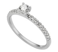 Goldring FIRETTI "Schmuck Geschenk Gold 333 Vorsteckring Verlobung Solitär Lab Grown" Gr. 17, weißgoldfarben, Fingerringe, Damen, 17, 0,47 VS = sehr kleine Einschlüsse, Diamanten Weißgold 333, 1,67mm,