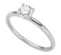 Goldring FIRETTI "Schmuck Geschenk Gold 333 Vorsteckring Verlobung Solitär Lab Grown" Gr. 17, weißgoldfarben, Fingerringe, Damen, 17, 0,5 VS = sehr kleine Einschlüsse, Diamanten Weißgold 333, 1,3mm, D