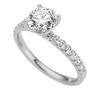 Goldring FIRETTI "Schmuck Geschenk Gold 333 Vorsteckring Verlobung Solitär Lab Grown" Gr. 18, weißgoldfarben, Fingerringe, Damen, 18, 1,24 VS = sehr kleine Einschlüsse, Diamanten Weißgold 333, 1,95mm,