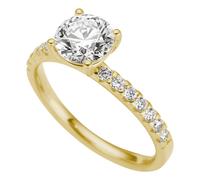 Goldring FIRETTI "Schmuck Geschenk Gold 333 Vorsteckring Verlobung Solitär Lab Grown" Gr. 19, gelbgoldfarben, Fingerringe, Damen, 19, 1,24 VS = sehr kleine Einschlüsse, Diamanten Gelbgold 333, 1,95mm,