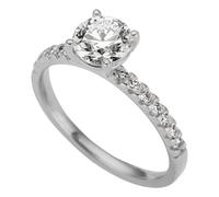 Goldring FIRETTI "Schmuck Geschenk Gold 333 Vorsteckring Verlobung Solitär Lab Grown" Gr. 19, weißgoldfarben, Fingerringe, Damen, 19, 1,54 VS = sehr kleine Einschlüsse, Diamanten Weißgold 333, 1,85mm,