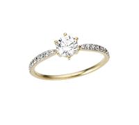 Goldring FIRETTI "Schmuck Geschenk Gold 333 Vorsteckring, Verlobungsring" Gr. 16, weiß (gelbgoldfarben, weißgoldfarben, kristallweiß), Fingerringe, Damen, 16, Gelbgold 333, 1,5mm, Goldring, mit Zirkon