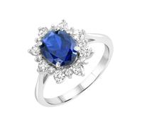 Goldring FIRETTI "Schmuck Geschenk Gold 375 Damenring Goldring Edelstein Farbstein Rubin" Gr. 54, blau (weißgoldfarben, blau, kristallweiß), Fingerringe, Damen, 54, Weißgold 333, 2mm, Goldring, mit Ru