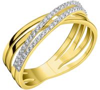 Goldring FIRETTI "Schmuck Geschenk Gold 375 Fingerring Ring" Gr. 54, gelb (gelbgoldfarben, weißgoldfarben, kristallweiß), Fingerringe, Damen, 54, Gelbgold 375, 4mm, Goldring, mit Zirkonia (synth.) (69