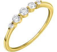 Goldring FIRETTI "Schmuck Geschenk Gold 375 Fingerring Ring" Gr. 62, gold (gelbgoldfarben, kristallweiß), Fingerringe, Damen, 62, Gelbgold 375, 1mm, Goldring, mit Zirkonia (synth.) (49104742-62) gelbg