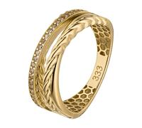 Goldring JOBO "Ring Damenring 7 mm breit" Gr. 56, gelbgold 333, Fingerringe, Damen, 56, Gelbgold 333, Goldring, 333 Gold mit 26 Zirkonia (65433702-56) gelbgold 333