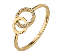 Goldring JOBO "Ring Damenring mit zwei verschlungenen Kreisen" Gr. 56, gelbgold 333, Fingerringe, Damen, 56, Gelbgold 333, Goldring, 333 Gold mit 15 Zirkonia (97028164-56) gelbgold 333