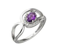 Goldring JOBO "Ring Weißgoldring Amethystring" Gr. 60, lila, Fingerringe, Damen, 60, Weißgold 333, Goldring, 333 Weißgold mit Amethyst und 11 Zirkonia (70829808-60) lila