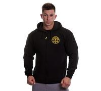 Gold's Gym GGSWT156 Herren Zip Through Sweater Hoody Printed Hooded Sweatshirt Hoodie, Black, S, Schwarz, S